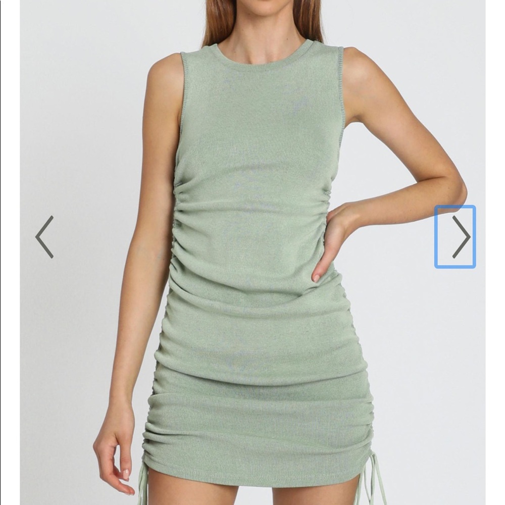Mable pistachio green midi dress tie side bottom